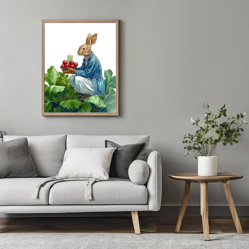 Posterizer 1 pcs-whimsical magical cute farmer bunny rabbit 3-Kids Room Art-Art for Animal Lovers-Gift for Daughter, Son, Kids- unframed wall art...